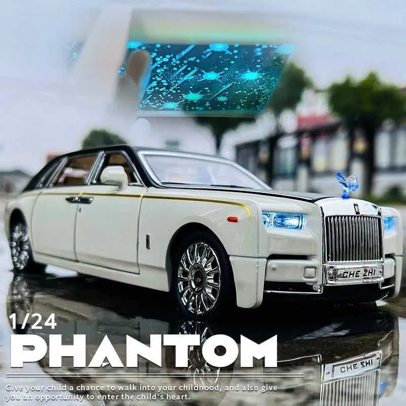 Diecast Model Car 1/24 Alloy DieCast Rolls-Royce Phantom Model Toy Car Simulation...