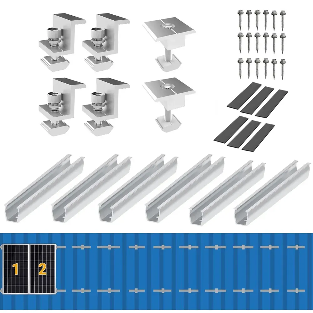 Solar Panel Mounting Rail Kit with Mid and End Clamps for 30/35mm PV ...