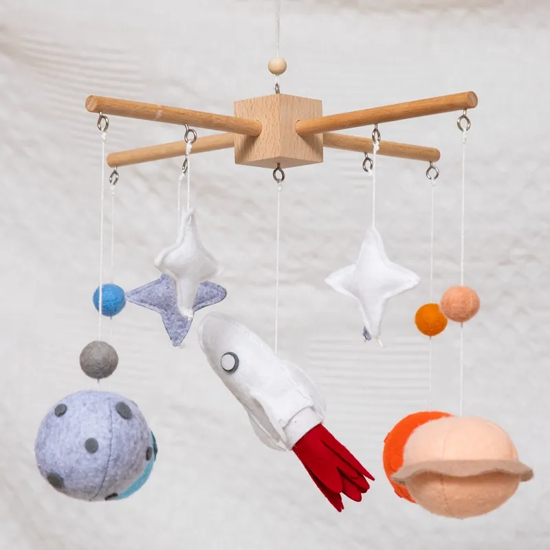 Planet Rattles Felt Planet Wooden Mobile Baby Rattle Toy: Newborn Crib Music Box Bed ...