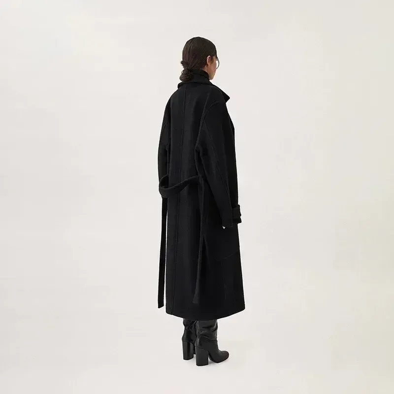 DHgate.com:Cozy Mid-Length Wool Coat with Waisted Lace-up DHgate.com:Cozy Mid-Length Wool Coat with Waisted Lace-up