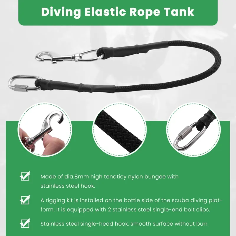 Scuba Diving Rigging Kit Elastic Rope with Snap Hook for Underwater ...