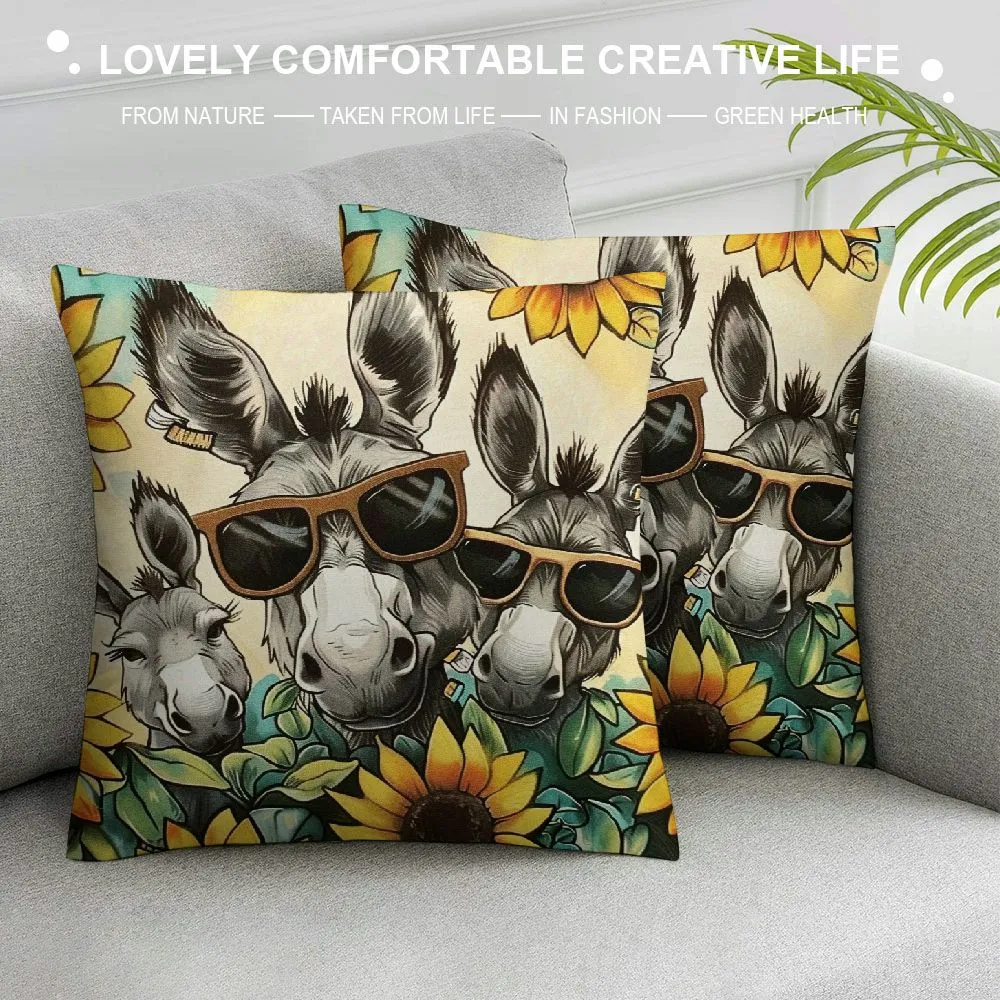 DHgate Product Name Cozy Cotton Decorative Throw Pillow Cover Rustic Farmhouse Animal Print 18x18 Inches Set of 2 Indoor Outdoor Use Home Garden