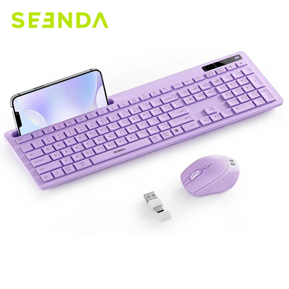 Seenda Full Size Keyboard With Phone Holder 2.4G Silent USB Wireless Mouse And Keyboards For MacBook Windows Computer Desktop PC 240529 From Tie04 24.7 DHgate.Com