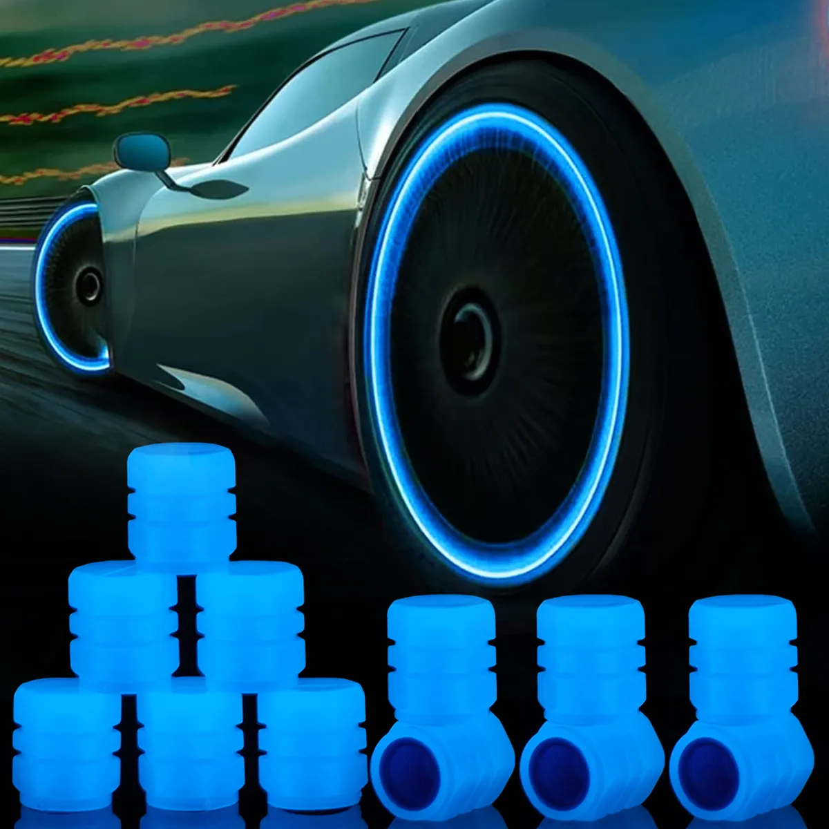 Fluorescent Bike Car Tire Valve stem Cap Pink Luminous Wheel Fluorescent Bike Car Tire Valve stem Cap Pink Luminous Wheel