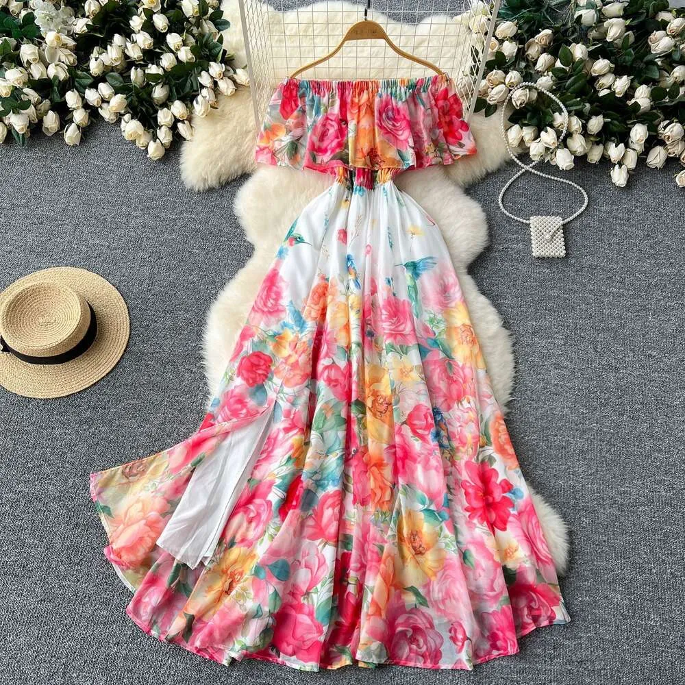 DHgate.com:Womens One Shoulder Chiffon Dress, Floral Print