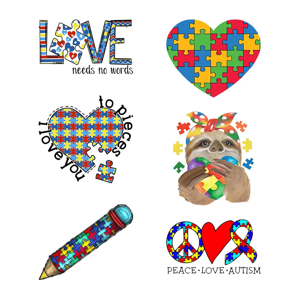 Autism Iron On Transfer For Clothing Patches DIY Washable T Shirts