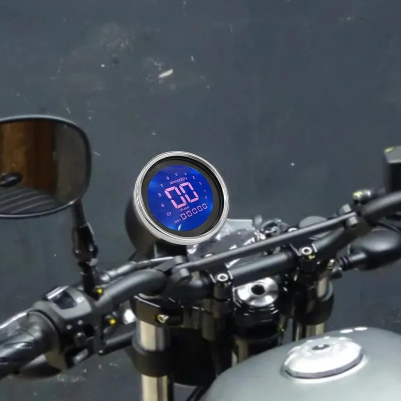 KAOLALI Motorcycle Speedometer Tachometer Universal 13000rpm LCD Digital Odometer Gauge Adjustable 7 Colors For 2,4 Cylinders