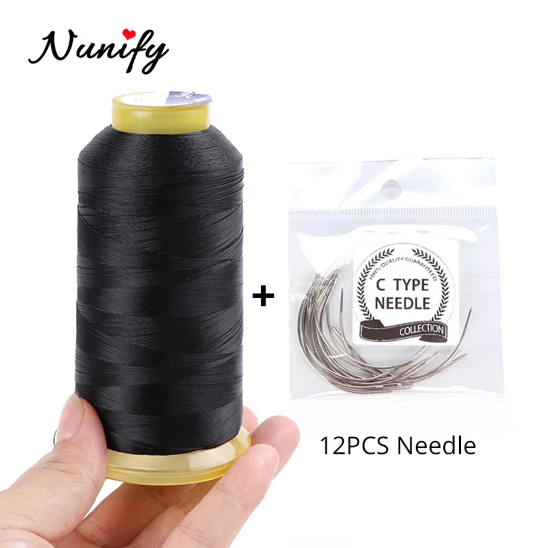 2000M Black Polyester Curved Needle And Thread Kit Hair Weaving ...