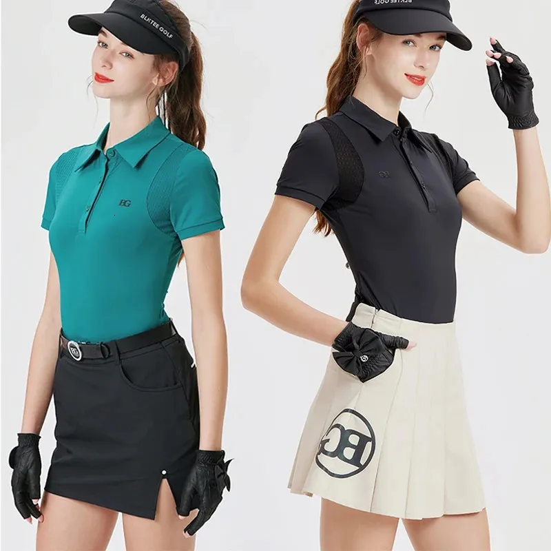 Blktee Korean Women Golf Shirts Sports Tops Summer Slim Lapel Tshirt Ladies Split Pencil Skort Pleated Skirt Culottes Wear 240522 From Pang06 56.06 DHgate.Com
