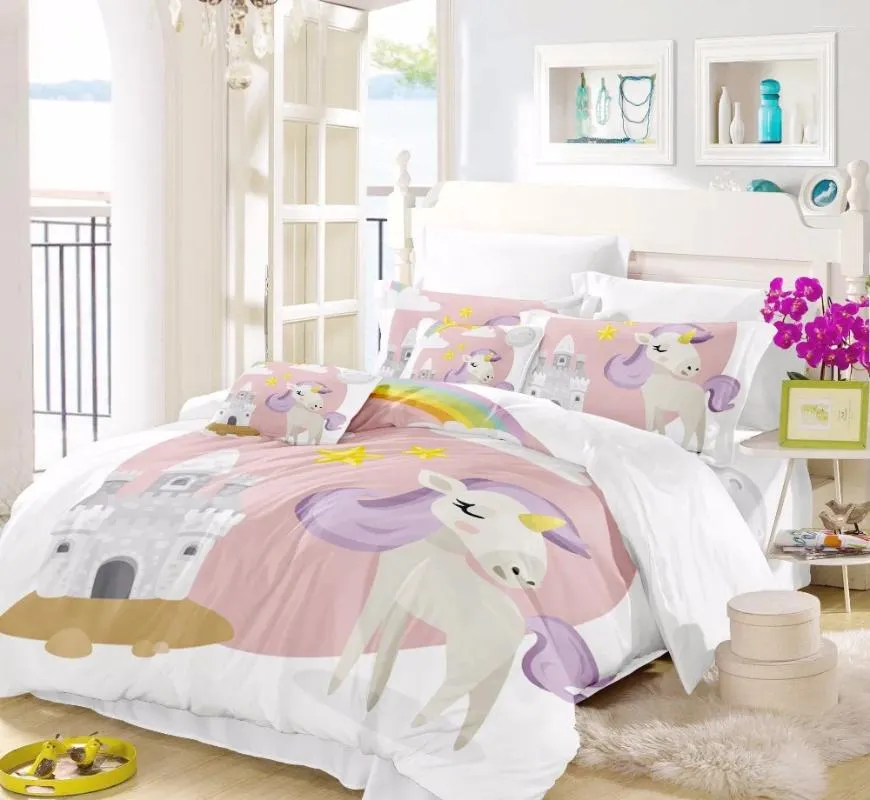 DHgate Girls Bedding Set Twin Size Horse Print Comforter Soft Bed Sheet Set for Kids Teens 3 Pieces Juego De Cama Para Ninas Home Garden