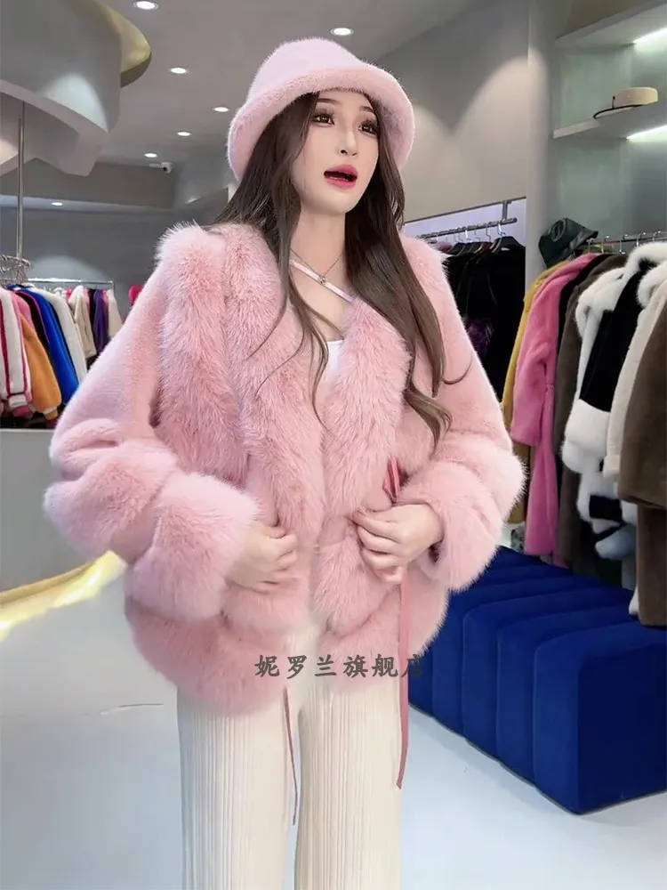 素敵でユニークな Fur Faux Womens DHgate.com:2024 Short Pink Elegant Coat, Fur ジャケット・アウター