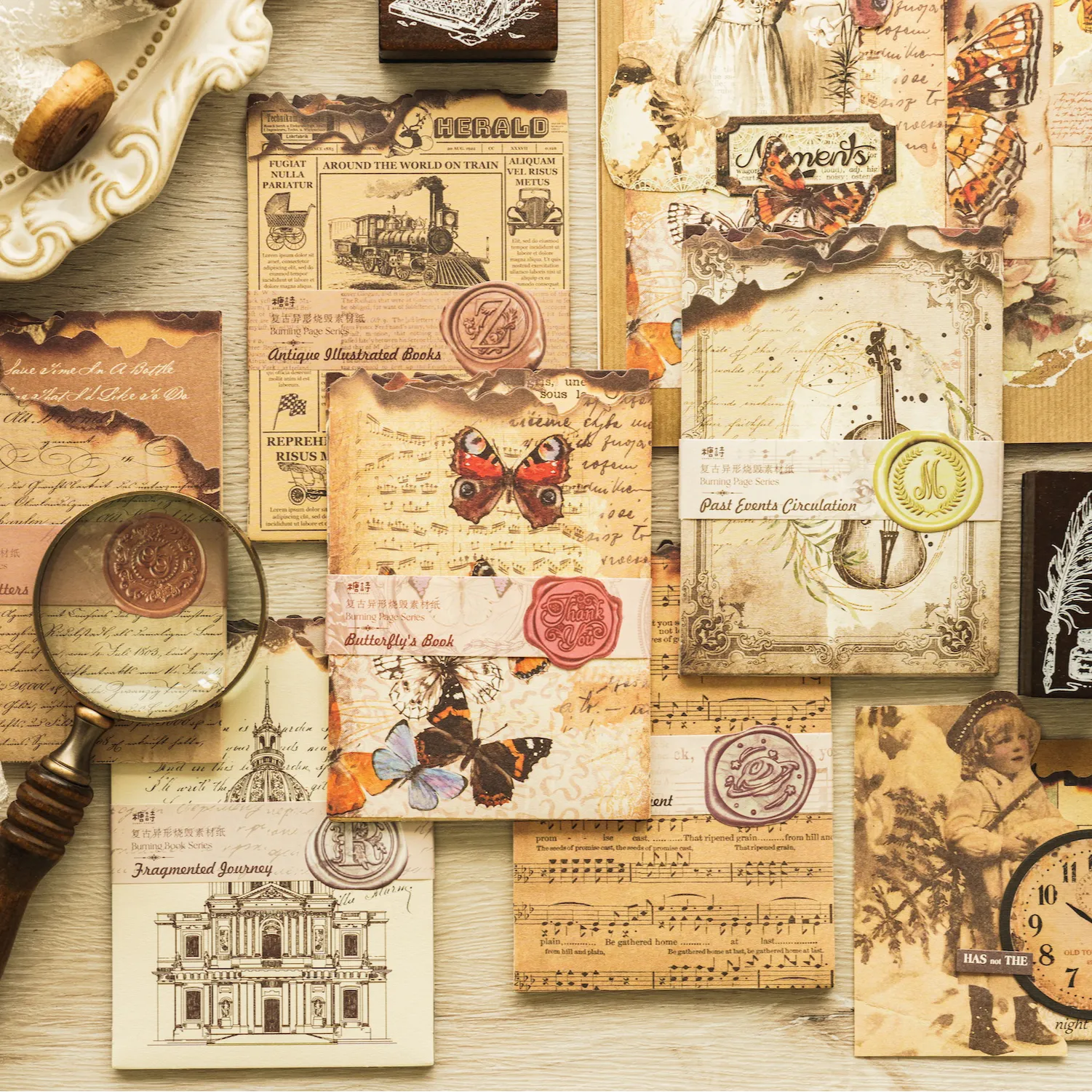 Papier Scrapbooking Hyxodjy, 168 Pièces, Vintage, Rectangulaire