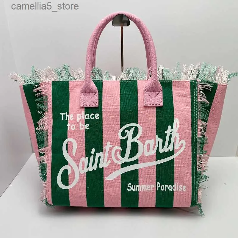 Tassel Canvas Diaper Bag, Versatile Tote Shoulder Bag for Women Q240530