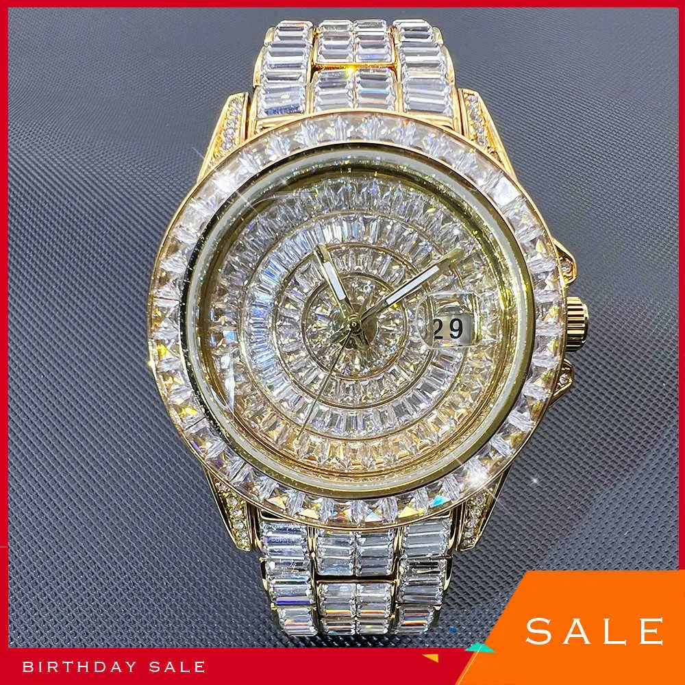 Luxury Moissanite Iced Out Watch Custom Baguette Diamond Watch for Women  Men