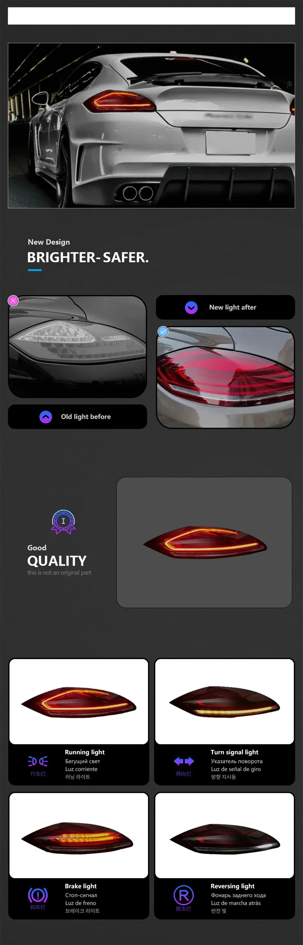 Ensemble De Feu Arrière LED Pour Porsche Panamera, Feu Stop, Iode