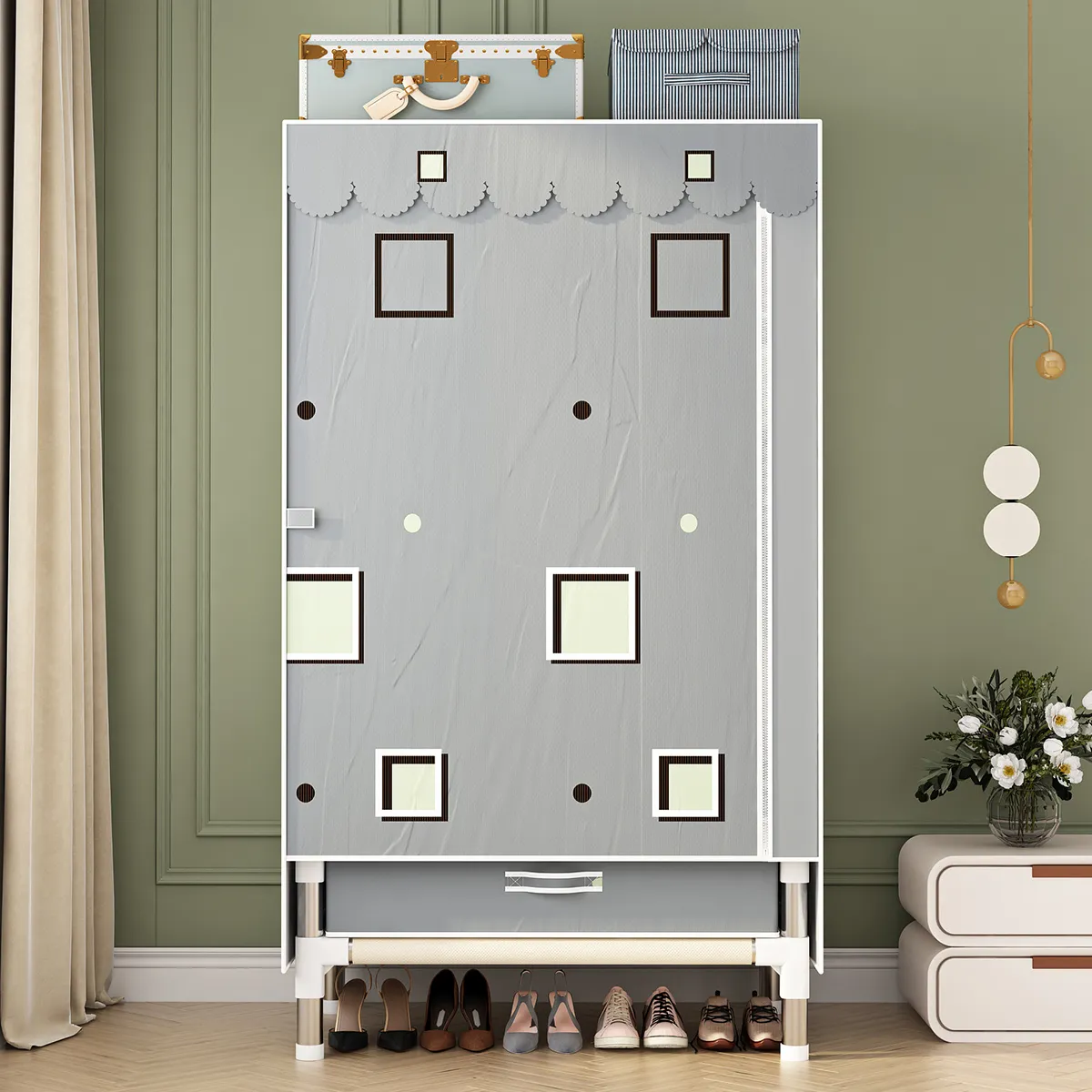 Armoire de rangement en tissu pliable modèle L marron