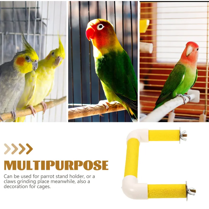 Small Pet Platforms 2-Piece Wooden Fan Shape Bird Perch - Corner