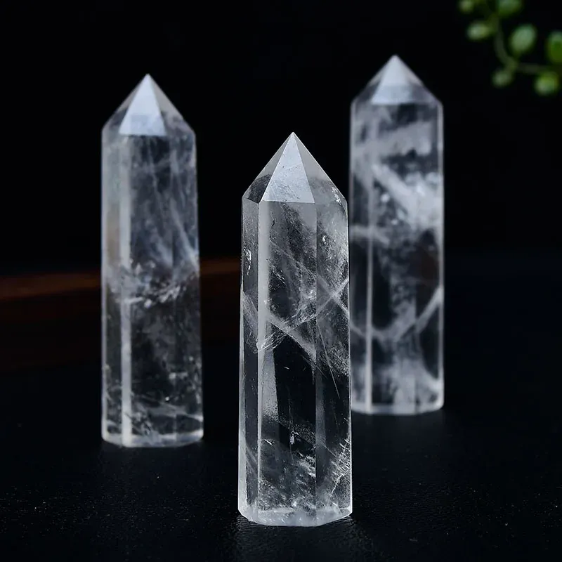 Quartz Column Clear Quartz Column: Natural Healing Crystal Point Wand for Home Decor ...