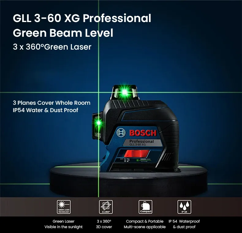 Bosch GLL30G/Gll3 60Xg 3D 3 Planes 12 Line Green Beam