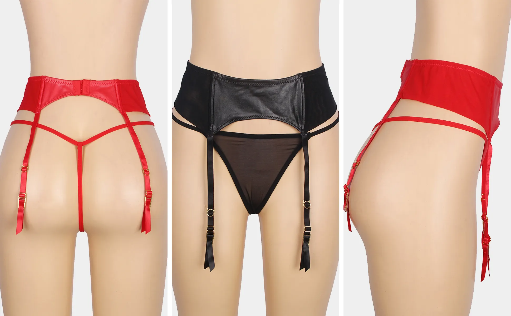 plus size satin garter belt Kiki De Montparnasse Lace Inset Garter - Black main image 0