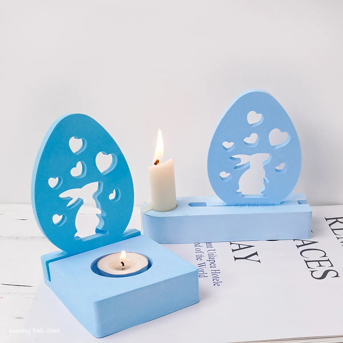 DHgate 2024Silicone Bunny Tea Light Mold DIY Easter Bunny Candle Holder Mold Home Garden