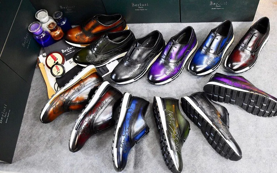 DHgate.com:Berluti Scritto Leather Low-Cut Sports Shoes
