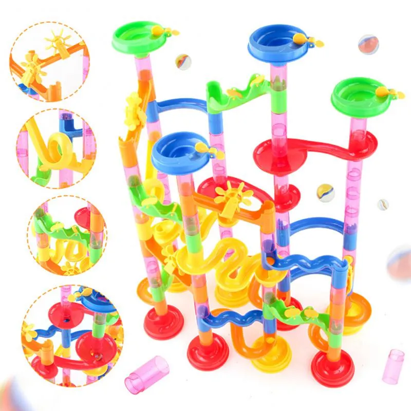 Circuit de billes enfants à construire multijoueurs - 88 pièces