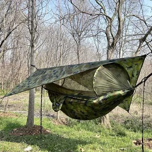 Double Camping Hammock with Mosquito Net, Raincoat, Waterproof