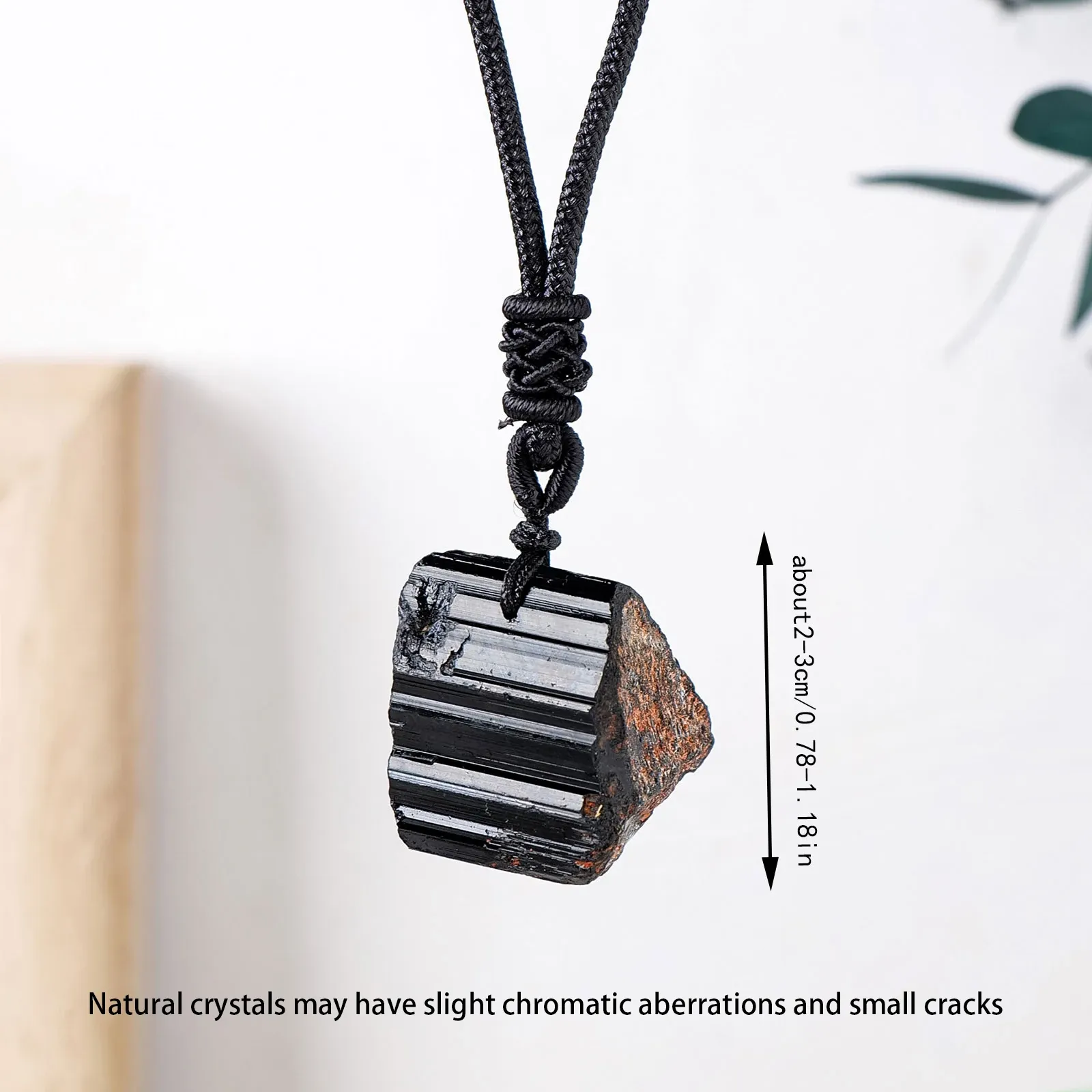Raw Black Tourmaline Pendant Necklace Natural Healing Crystal Quartz  Jewelry for Men and Women