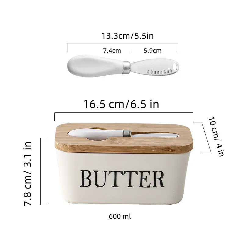 Ceramic Butter Dish With Airtight Lid – Keeps Butter Soft & Fresh On The Counter, Farmhouse Style