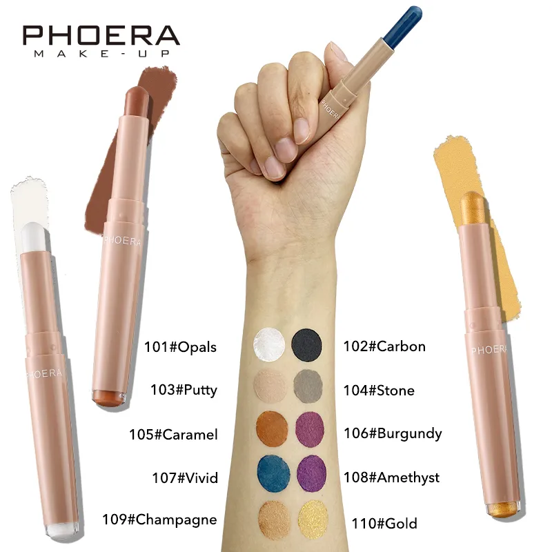PHOERA Pearlescent Eyeshadow Stick Shimmer Long Lasting Waterproof Eye ...