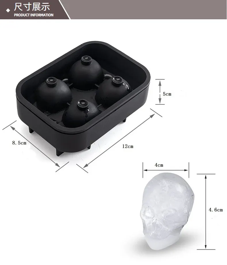 Stampi Per Cubetti Di Ghiaccio A Teschio 3D In Silicone – Per Whisky E Cocktail – Stampo Halloween Multiuso Per Cioccolato, Caramelle E Sapone – Senza BPA - 5
