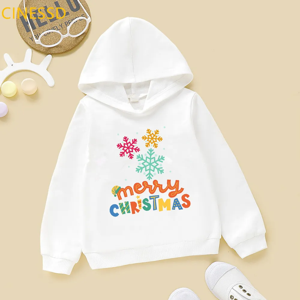 Children s Christmas Hoodies 3 14Yrs Snowflake Print Pullover Sweatshirts for Boys and Girls