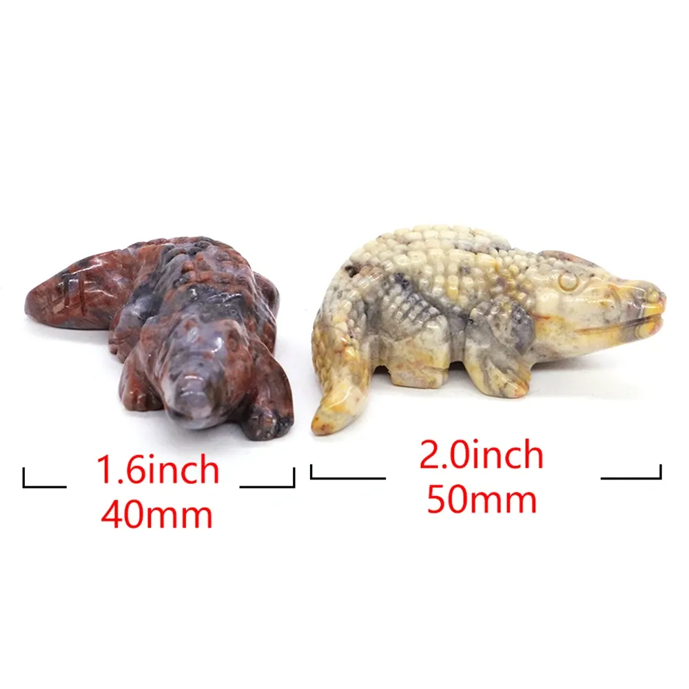 彫り鰐 | 2 ワニの彫像天然石の手作り彫刻ミニチュア動物の置物ヒーリング