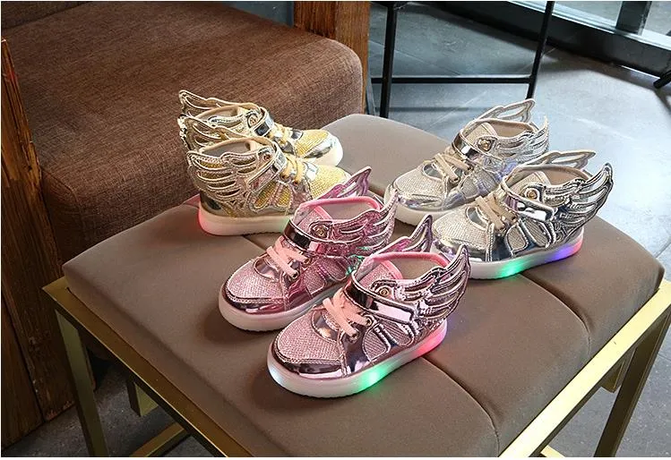 LED Luminous Sneakers For Kids Flashing Lights Glitter Casual Wing Flat Girls Boots For Boys And Girls From Homepro16 23.19 DHgate.Com