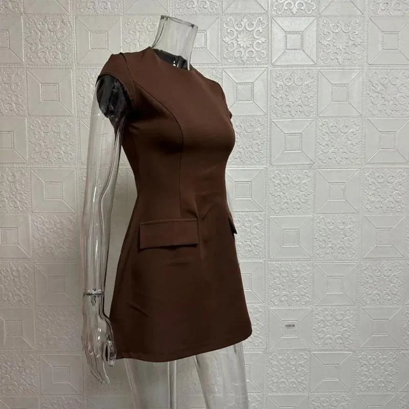 Casual Dresses Slim Waist Dress Elegant A-Line Mini for Women with Short Sleeves High Dating Commuting in Summer