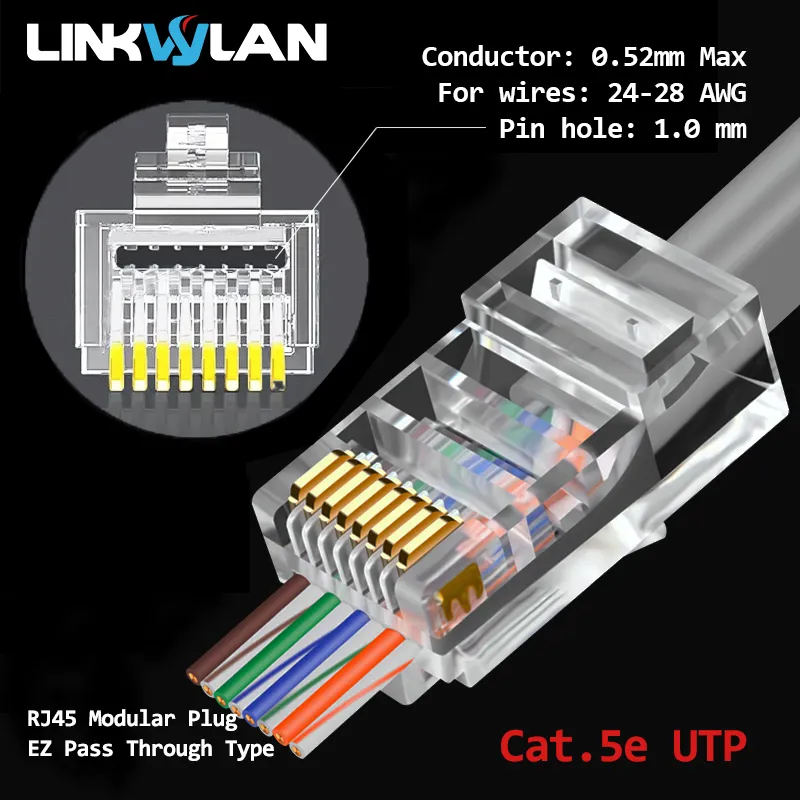 Linkbasic Rj45 Cata Utp Modular Plug Linkwylan UTP STP Pass Through RJ45 Modular Plug Cat6 Lan Connector For ...