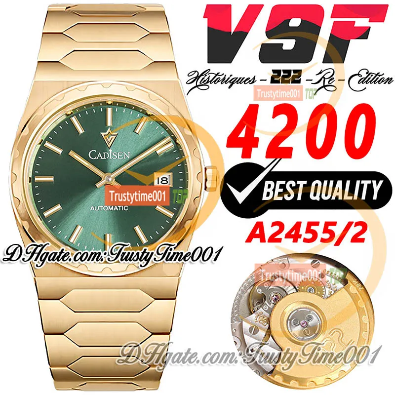 Save Big on Bulk Yellow Dial Men's Watch Historiques 4200H 222 Jumbo A2455  Automatic Mens Womens Unisex Watch V9F 37mm Green Stick Dial Yellow Gold SS 