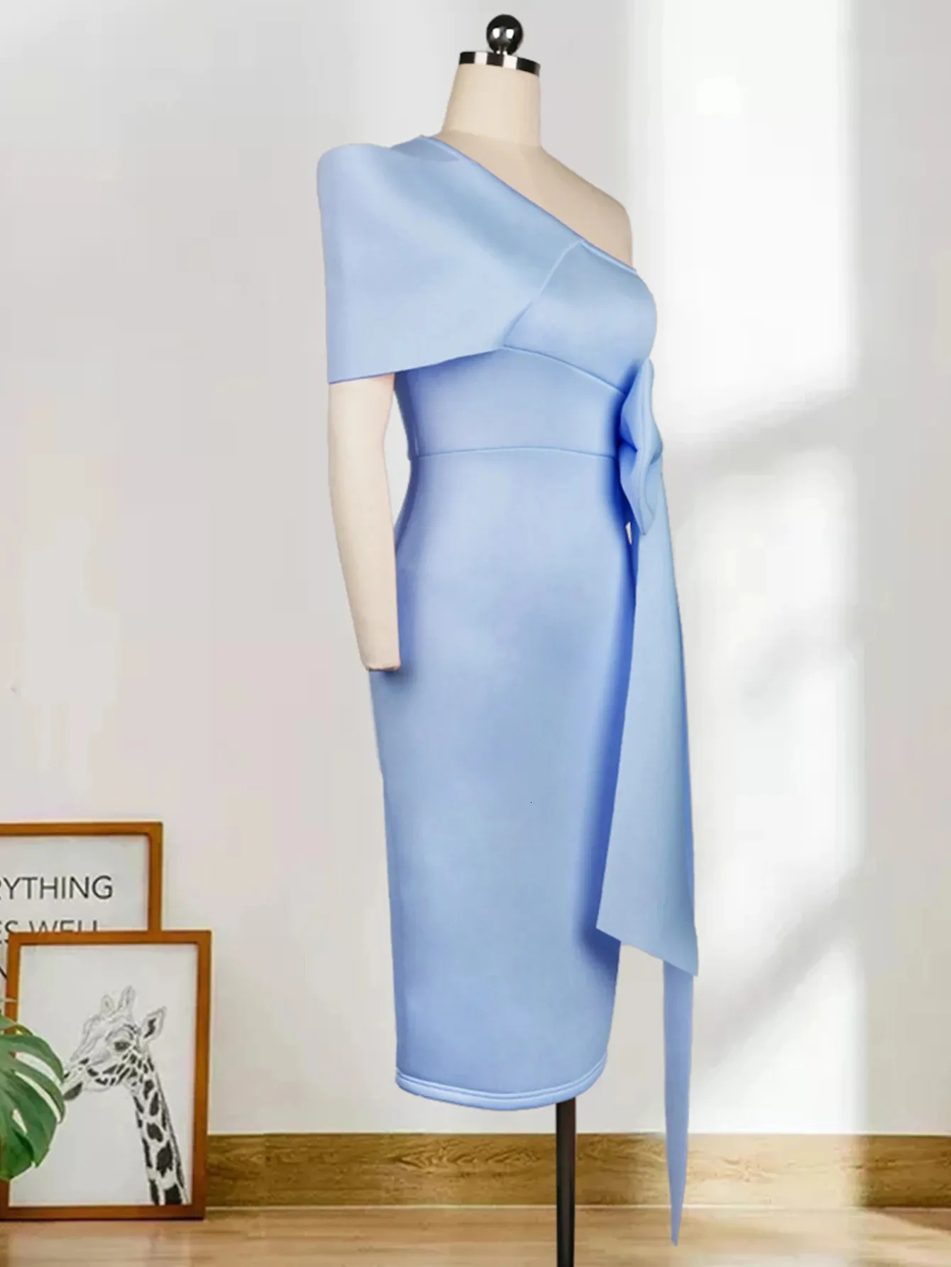 blue chiffon bow midi dress JJ's House Bow Embroidered Sweetheart Sleeveless A-line Chiffon Midi Dress 2026