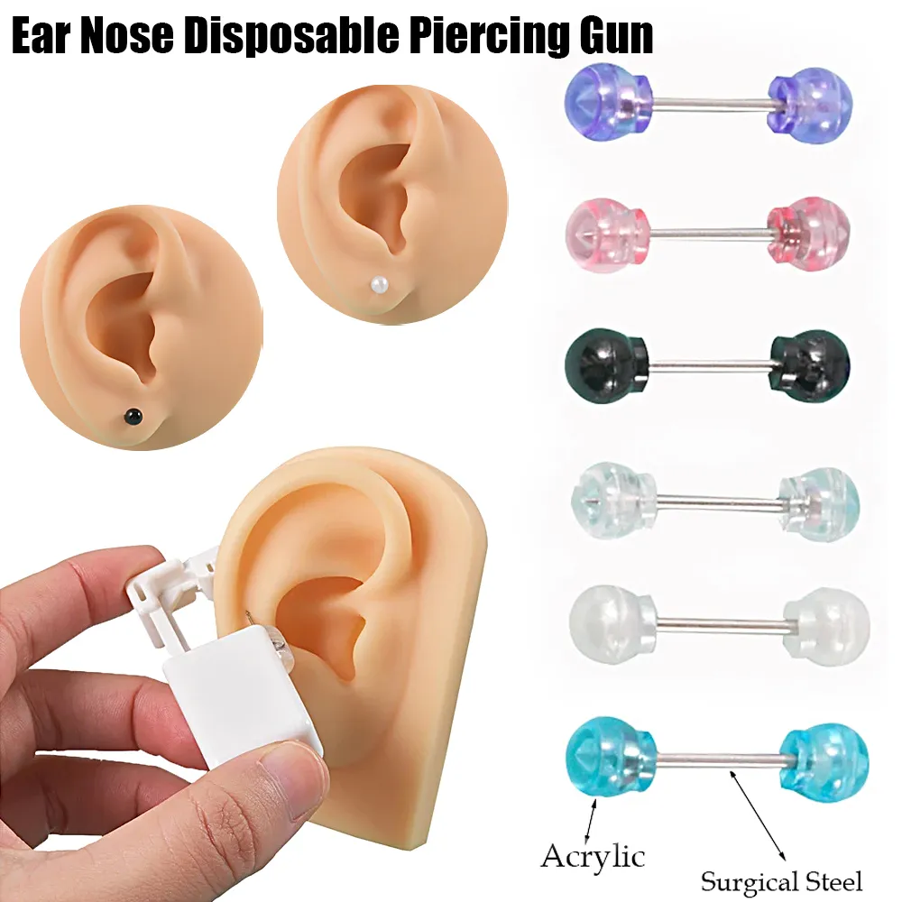 Disposable Self Ear Piercing Cartilage Tragus Gun Ear Nose Piercing Tool NO PAIN Piercer Tool Machine Kit Built In Stud From 2 94 DHgate