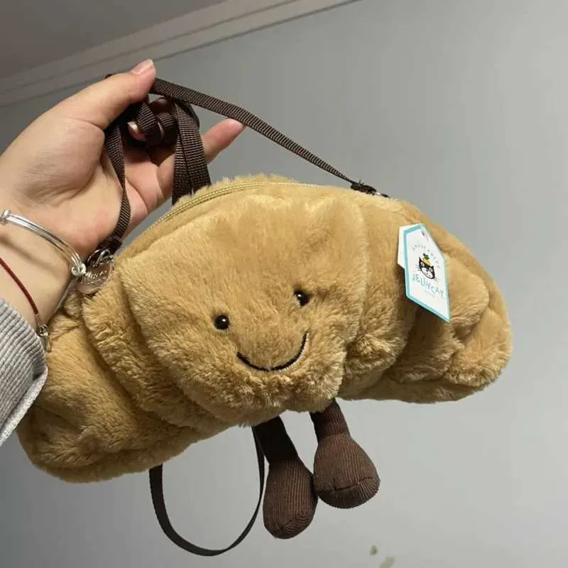 Animal Plush Backpack: Soft Croissant Shaped Shoulder Bag