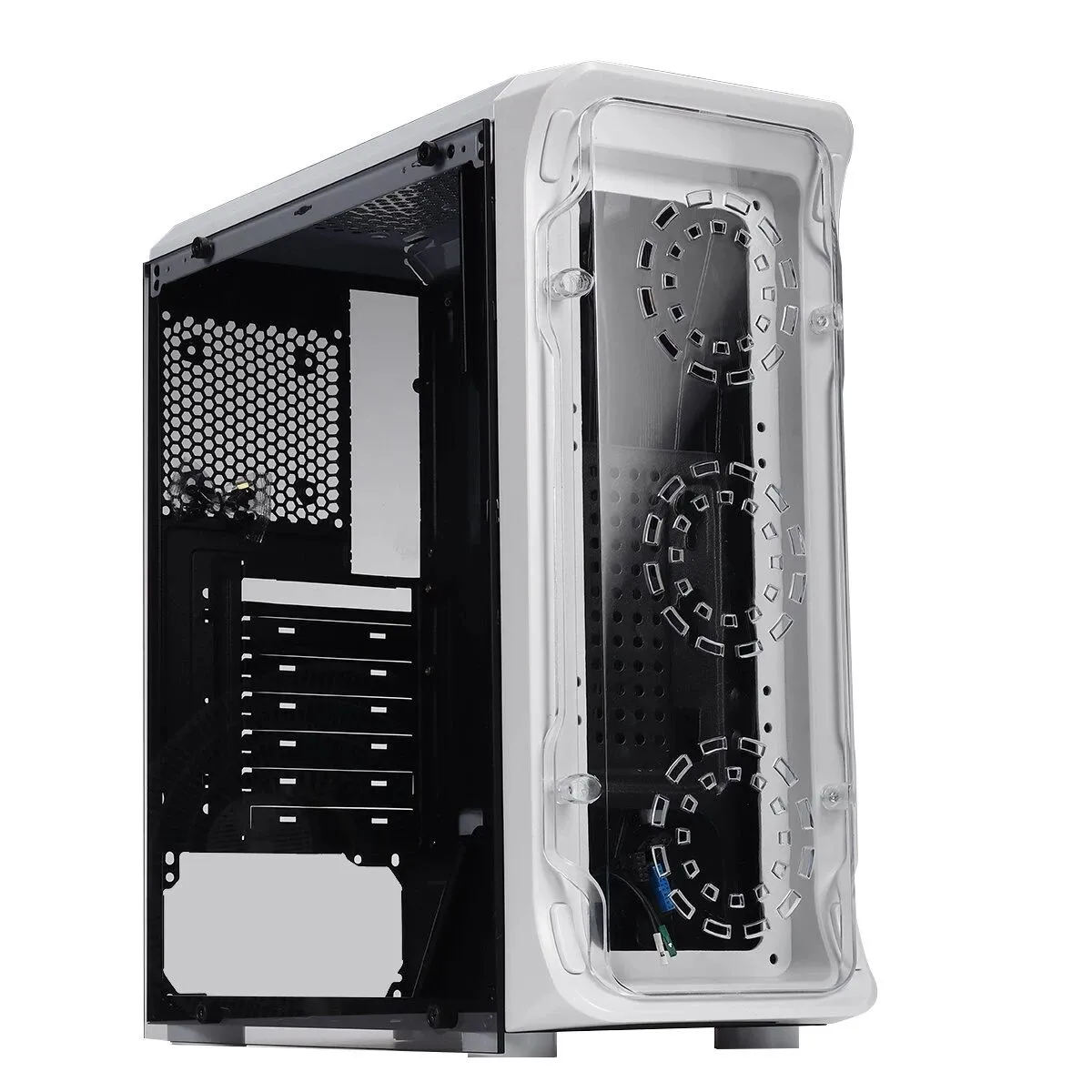 Computer Case Steel Type White PC Tower Case with Transparent Glass - ATX/M-ATX Gaming Case ...