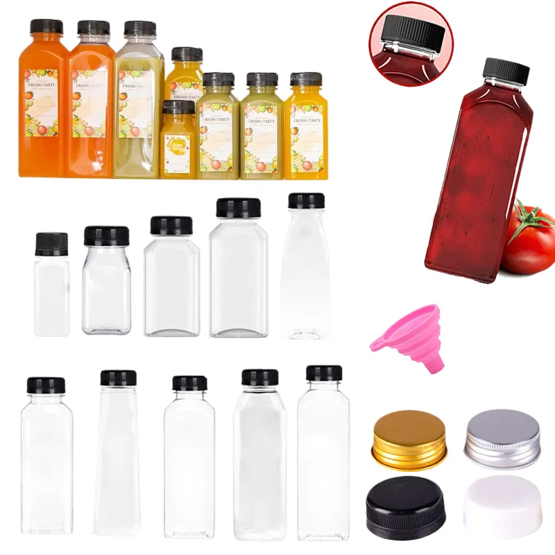 Dandat 100 Pcs Bulk 4oz Mini Plastic Juice Bottles With Caps Clear - View #12