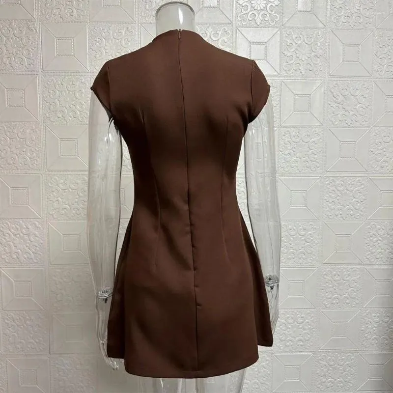 Casual Dresses Slim Waist Dress Elegant A-line Mini For Women With Short Sleeves High Dating Commuting In Summer