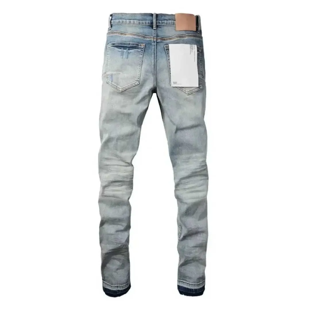 Jeans viola da uomo High Street con toppe bucate rovinate, pantaloni alla moda, pantaloni skinny a vita bassa, 9013_voghion.com