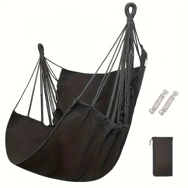 Premium Leisure Hammock Chair with Anti Rolling and Storage Bag Single Fabric Swing for Indoor Outdoor Comfort H240530 I7HC