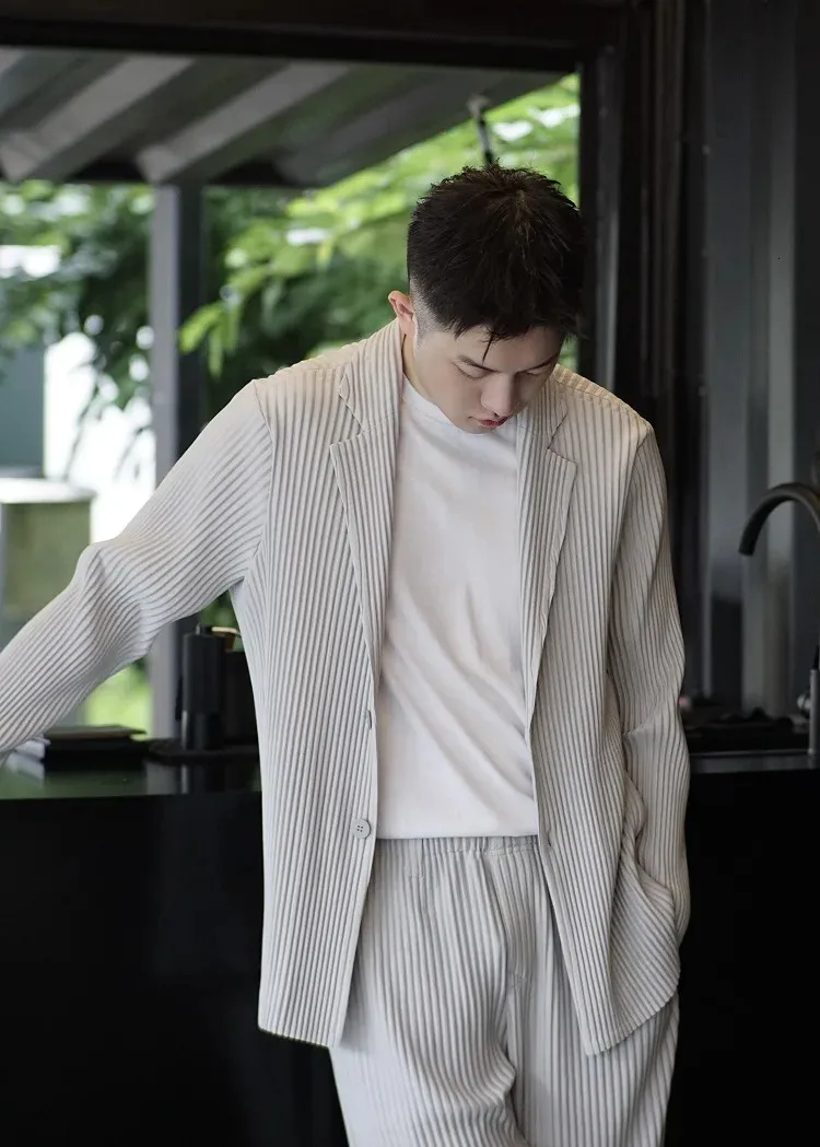 【2024年】お歳暮ギフト Style Miyake Jacket: Pleated Mens Plisse Single Blazer ジャケット・アウター