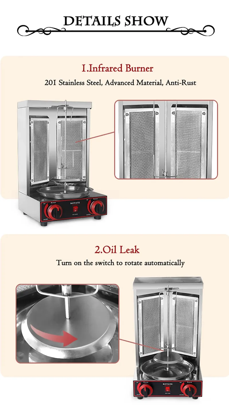 Electric Shawarma Grill Machine with Auto Rotating Motor and Two ...