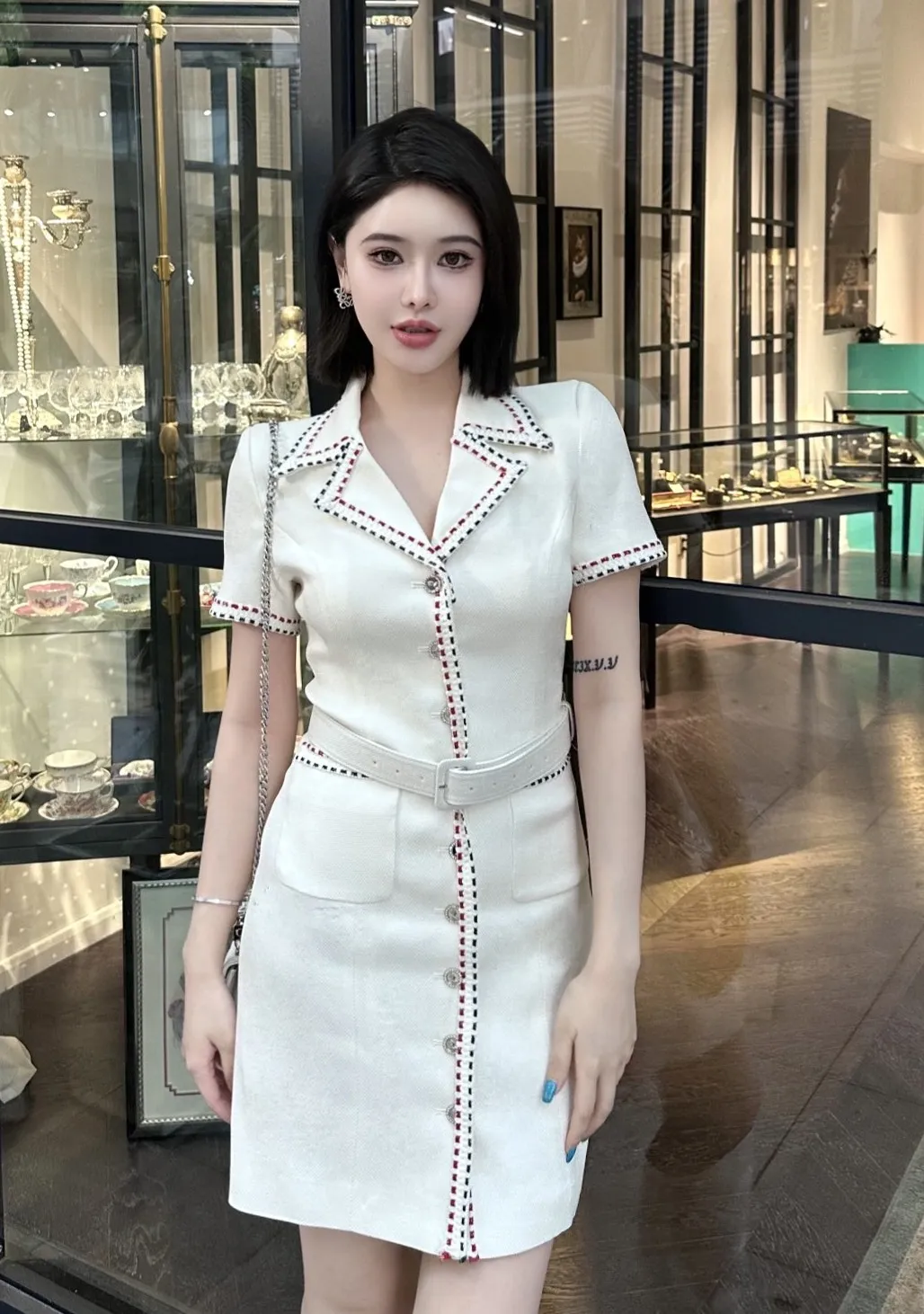 White dress for dinner party sale