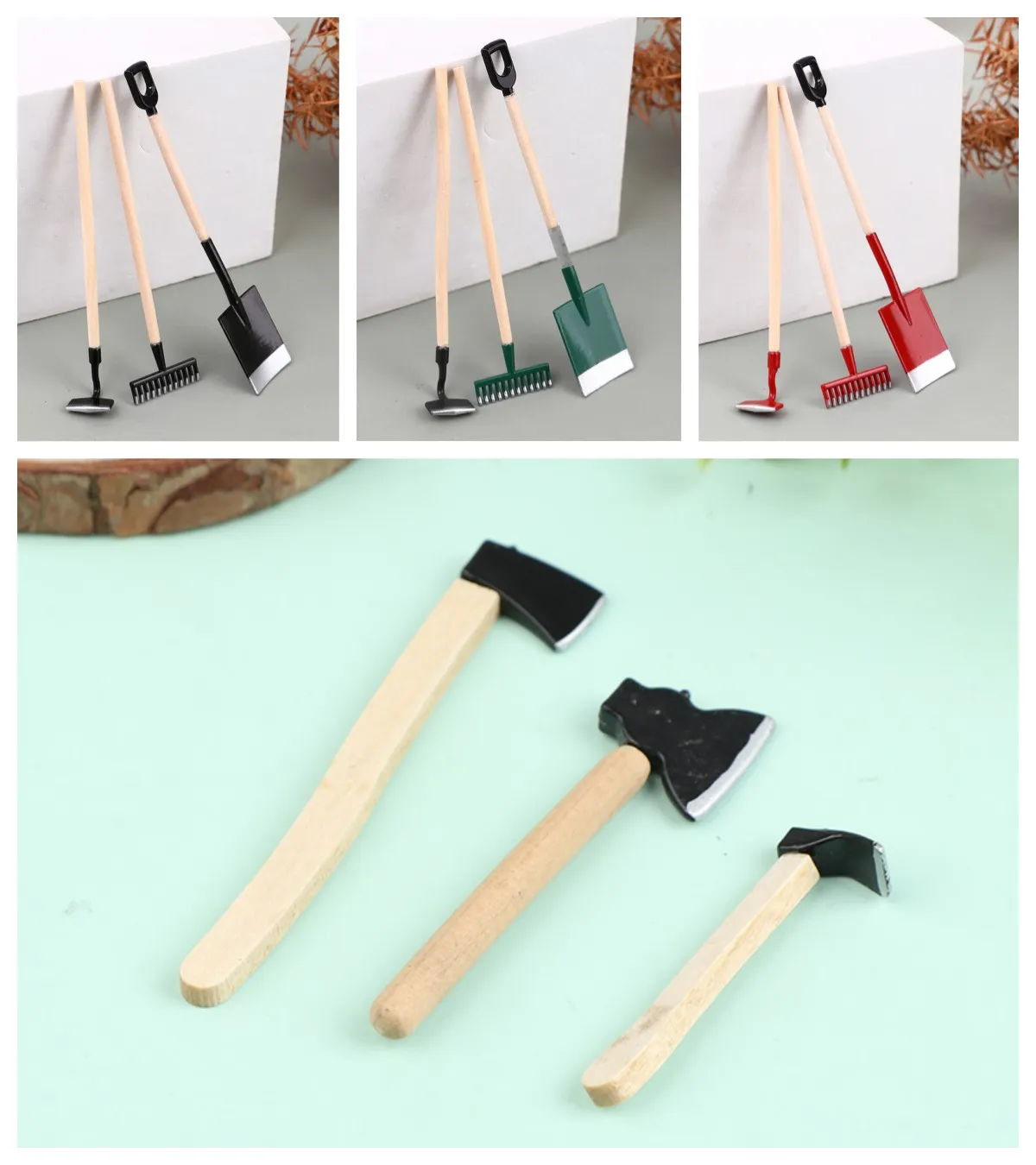 DHgate.com:1/3Pcs Miniature Wooden & Metal Tool Set: Mini